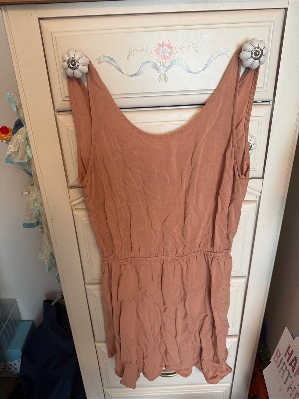 Sleeveless tan Flowy A-Line Dress
